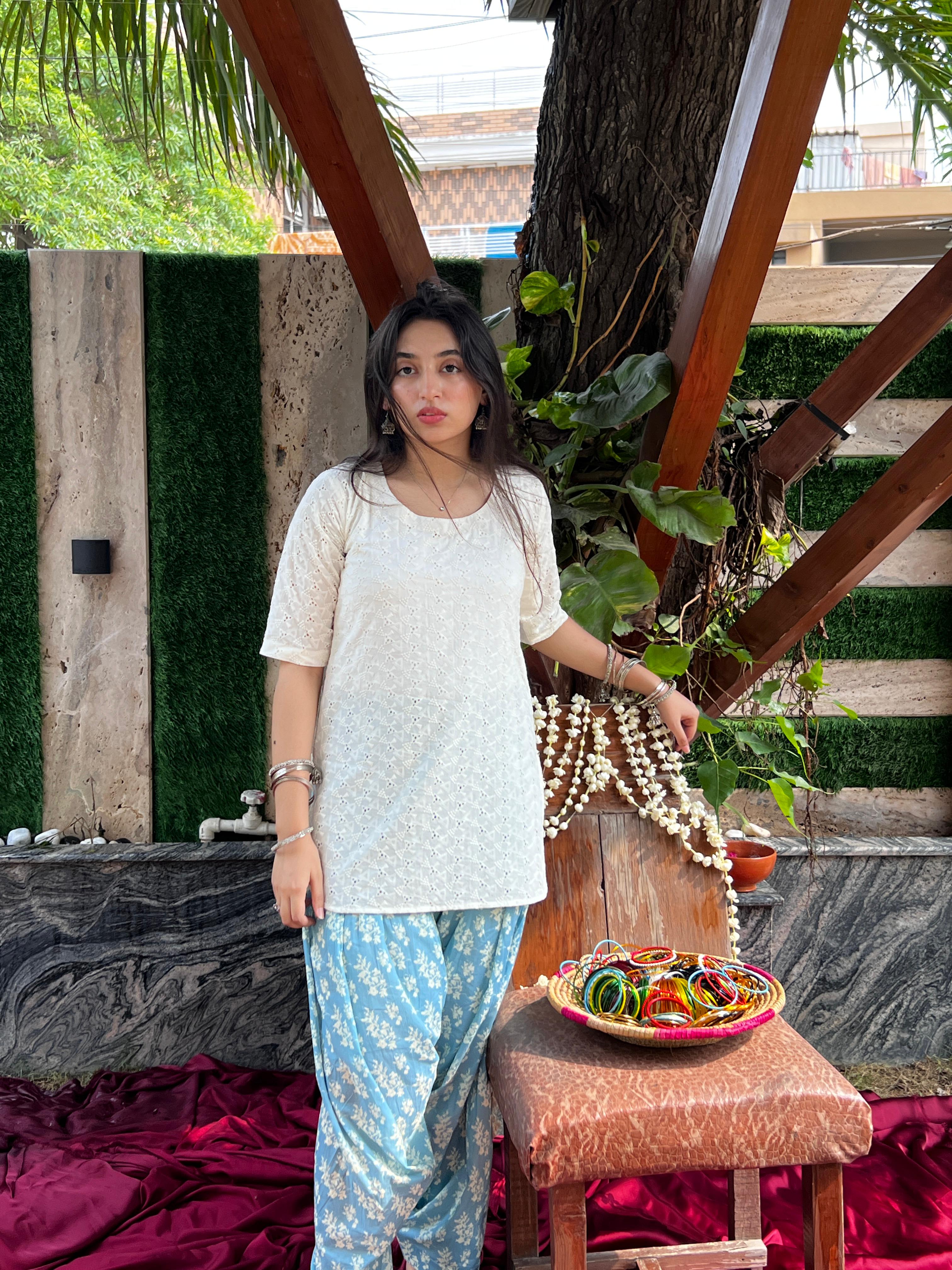 NOOR-chikankari patiala set