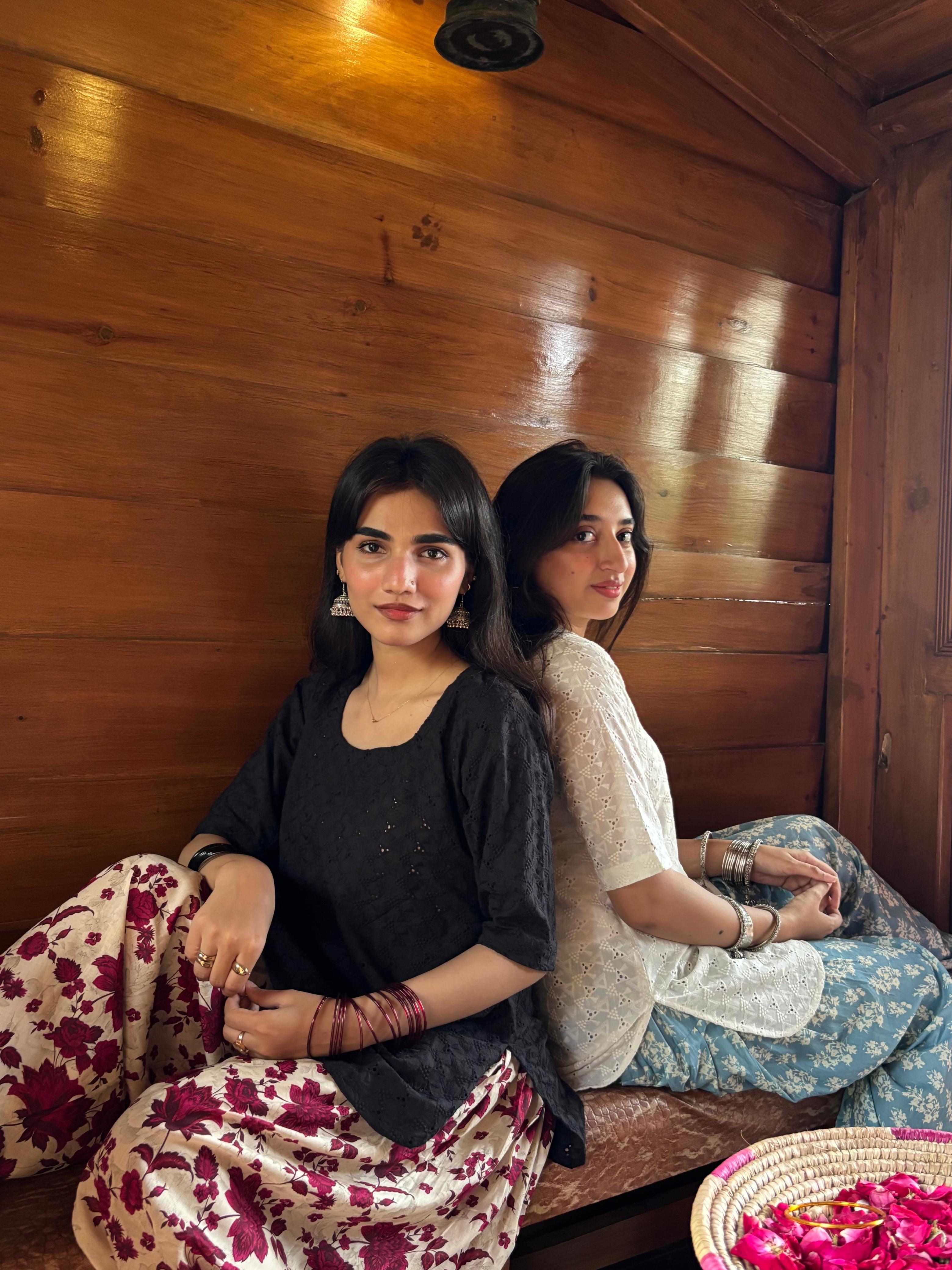 Gulab-chikankari patiala set
