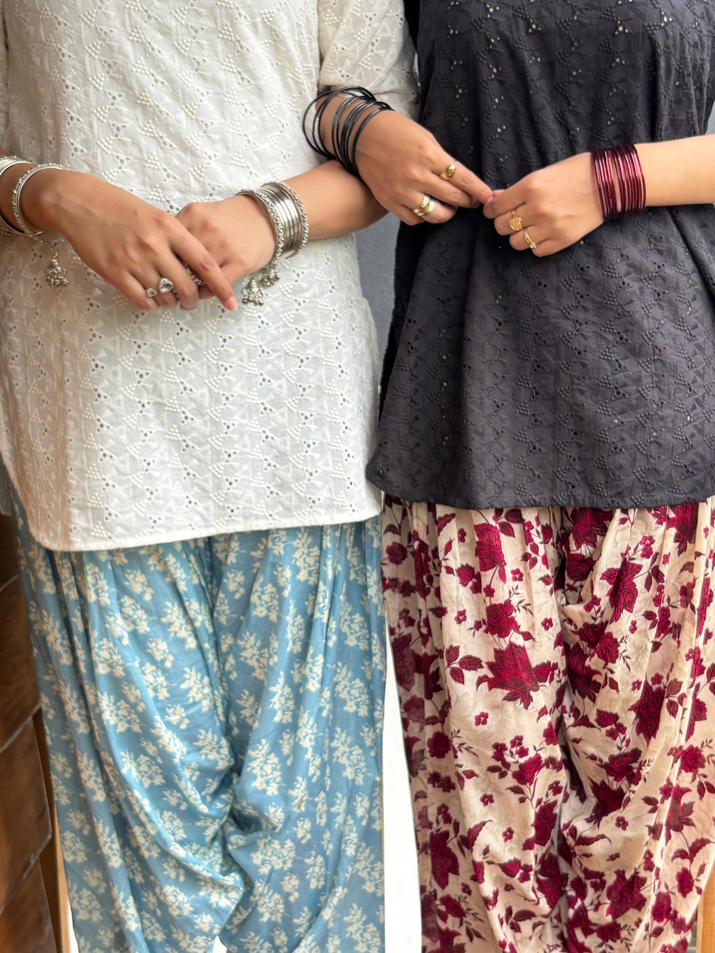 Gulab-chikankari patiala set